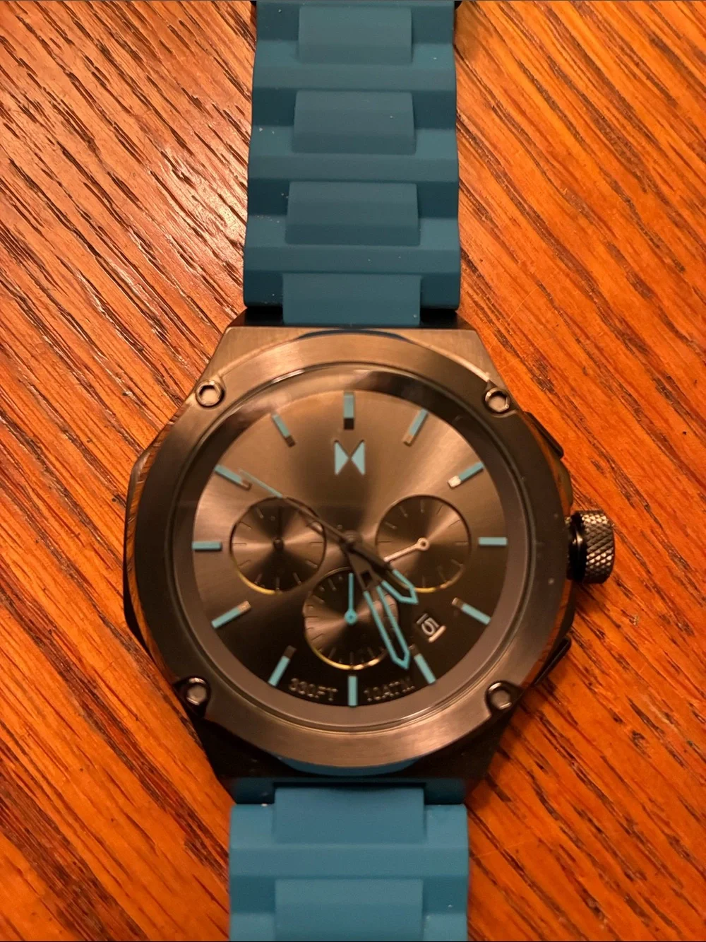 MVMT Teal Silicone Strap Chronograph Watch with Gunmetal Case